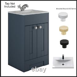 Bathroom Sink Vanity Unit 600mm Traditional Storage Cabinet Blue Ash WC Unit