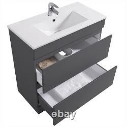 Bathroom Sink Vanity Unit Basin Storage Tall Cabinet Mirror Furniture Gloss Grey