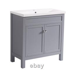 Bathroom Sink Vanity Unit Traditional Grey Storage Cabinet Basin Mixer Tap