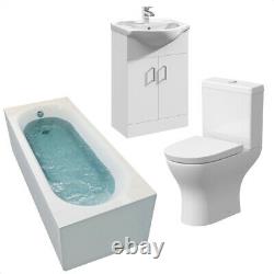 Bathroom Suite Bath 1700 Single Ended Straight Basin Sink Vanity Unit Toilet WC