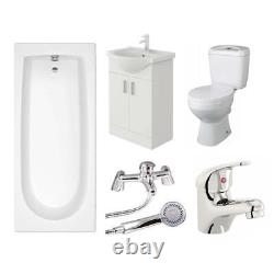 Bathroom Suite Bath Vanity Unit Sink Toilet Set & Mixer Taps 1600mm Furniture