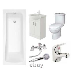Bathroom Suite Bath Vanity Unit Sink WC Set Sophia Single Ended 1700 Furniture