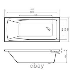 Bathroom Suite Bath Vanity Unit Sink WC Set Sophia Single Ended 1700 Furniture