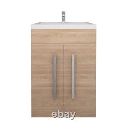 Bathroom Suite Combined Furniture L Shape Vanity Unit Basin Sink Toilet WC Oak