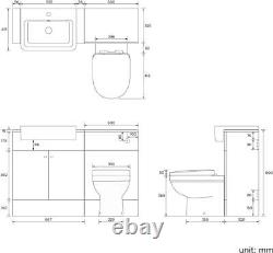Bathroom Suite Combined Furniture Vanity Unit Sink Toilet WC Set & BTW Grey 1160