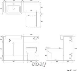 Bathroom Suite Combined Furniture Vanity Unit Sink Toilet WC Set & BTW White