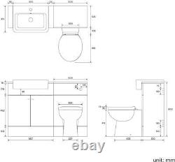 Bathroom Suite Combined Furniture Vanity Unit Sink Toilet WC Set BTW White