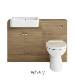 Bathroom Suite Combined Furniture Vanity Unit Sink Toilet WC Set & Back to Wall