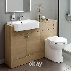 Bathroom Suite Combined Furniture Vanity Unit Sink Toilet WC Set & Back to Wall