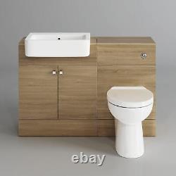 Bathroom Suite Combined Furniture Vanity Unit Sink Toilet WC Set & Back to Wall