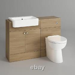 Bathroom Suite Combined Furniture Vanity Unit Sink Toilet WC Set & Back to Wall