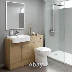 Bathroom Suite Combined Furniture Vanity Unit Sink Toilet WC Set & Back to Wall