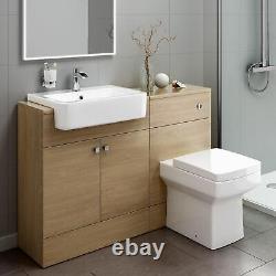 Bathroom Suite Combined Furniture Vanity Unit Sink Toilet WC Set Harper BTW Oak