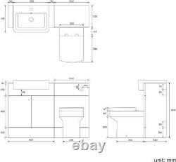 Bathroom Suite Combined Furniture Vanity Unit Sink Toilet WC Set Harper BTW Oak