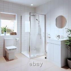 Bathroom Suite Pivot Shower Enclosure Vanity Unit Basin Sink Toilet WC 760mm