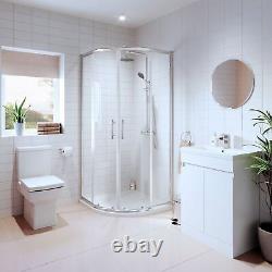 Bathroom Suite Quadrant Shower Enclosure Vanity Unit Basin Sink Toilet WC 800mm