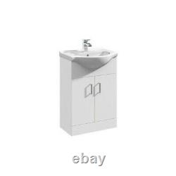 Bathroom Suite Single Ended Bath 1050mm Basin Vanity Unit Toilet Gloss White