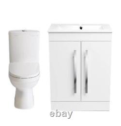 Bathroom Toilet Basin Set White Vanity Sink Close Coupled WC Set