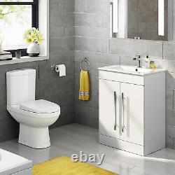 Bathroom Toilet Basin Set White Vanity Sink Close Coupled WC Set