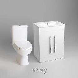 Bathroom Toilet Basin Set White Vanity Sink Close Coupled WC Set