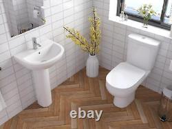 Bathroom Toilet Basin Set White Vanity Sink Close Coupled WC Set