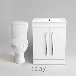 Bathroom Toilet Basin Set White Vanity Sink Close Coupled WC Set