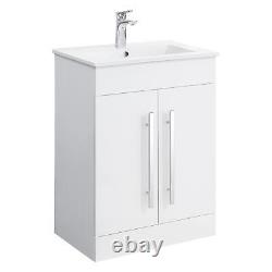 Bathroom Toilet Basin Set White Vanity Sink Close Coupled WC Set