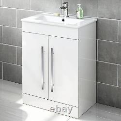 Bathroom Toilet Basin Set White Vanity Sink Close Coupled WC Set