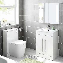 Bathroom Toilet Basin Set White Vanity Sink Close Coupled WC Set