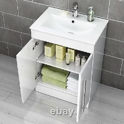 Bathroom Toilet Basin Set White Vanity Sink Close Coupled WC Set