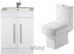 Bathroom Toilet Basin Set White Vanity Sink Storage Unit Furniture