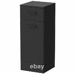 Bathroom Toilet Basin Vanity Unit Combination Laundry Drawer Unit Black 1564mm