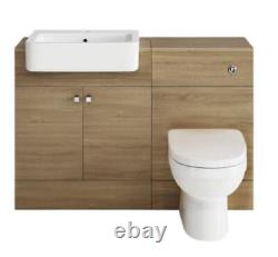 Bathroom Toilet & Combined Basin Vanity Unit BTW Sabrosa Storage Set Oak WC