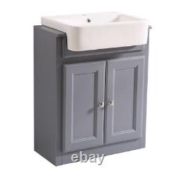 Bathroom Traditional Vanity Unit 1 Door Mirror Cabinet Storage BTW Toilet Grey