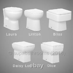 Bathroom Vanity Back to Wall Unit, WC Toilet Pan, Cistern & Seat, All Sizes
