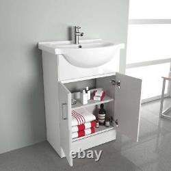 Bathroom Vanity Basin Sink Storage Cabinet Cupboard Furniture Set White 550mm