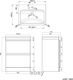 Bathroom Vanity Basin Sink Unit Furniture Storage Set Free Standing Wall Hung