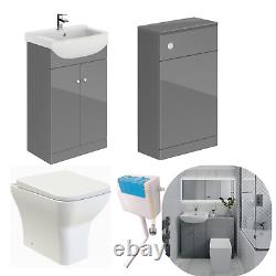 Bathroom Vanity Cabinet AVA WC Toilet Dove Grey Furniture Unit, Cistern Sink