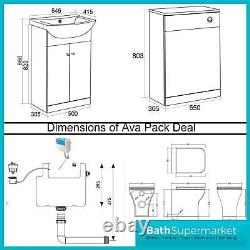 Bathroom Vanity Cabinet AVA WC Toilet Dove Grey Furniture Unit, Cistern Sink