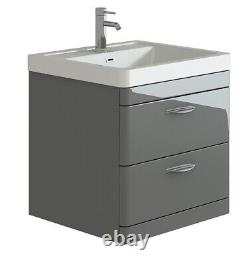 Bathroom Vanity Deep Bowl Basin Sink 600 700 800 Wall Hung Grey Storage Drawers