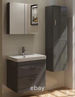 Bathroom Vanity Deep Bowl Basin Sink 600 700 800 Wall Hung Grey Storage Drawers