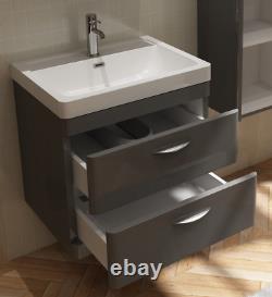 Bathroom Vanity Deep Bowl Basin Sink 600 700 800 Wall Hung Grey Storage Drawers