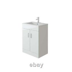 Bathroom Vanity Sink Basin Mixer Tap Cabinet Unit Set High Gloss White 600mm