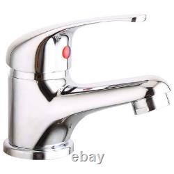 Bathroom Vanity Sink Basin Mixer Tap Cabinet Unit Set High Gloss White 600mm
