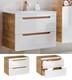 Bathroom Vanity Sink Unit Wall Hung Drawer Cabinet 600mm White Gloss Oak Aruma