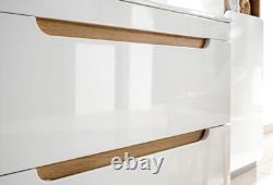 Bathroom Vanity Sink Unit Wall Hung Drawer Cabinet 600mm White Gloss Oak Aruma