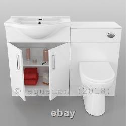 Bathroom Vanity Unit 1150mm Back to Wall WC Toilet 650+500 Sink Basin