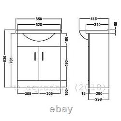 Bathroom Vanity Unit 1150mm Back to Wall WC Toilet 650+500 Sink Basin