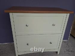 Bathroom Vanity Unit 2 Soft Close Drawers Sage Green With Teak Top