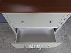 Bathroom Vanity Unit 2 Soft Close Drawers Sage Green With Teak Top